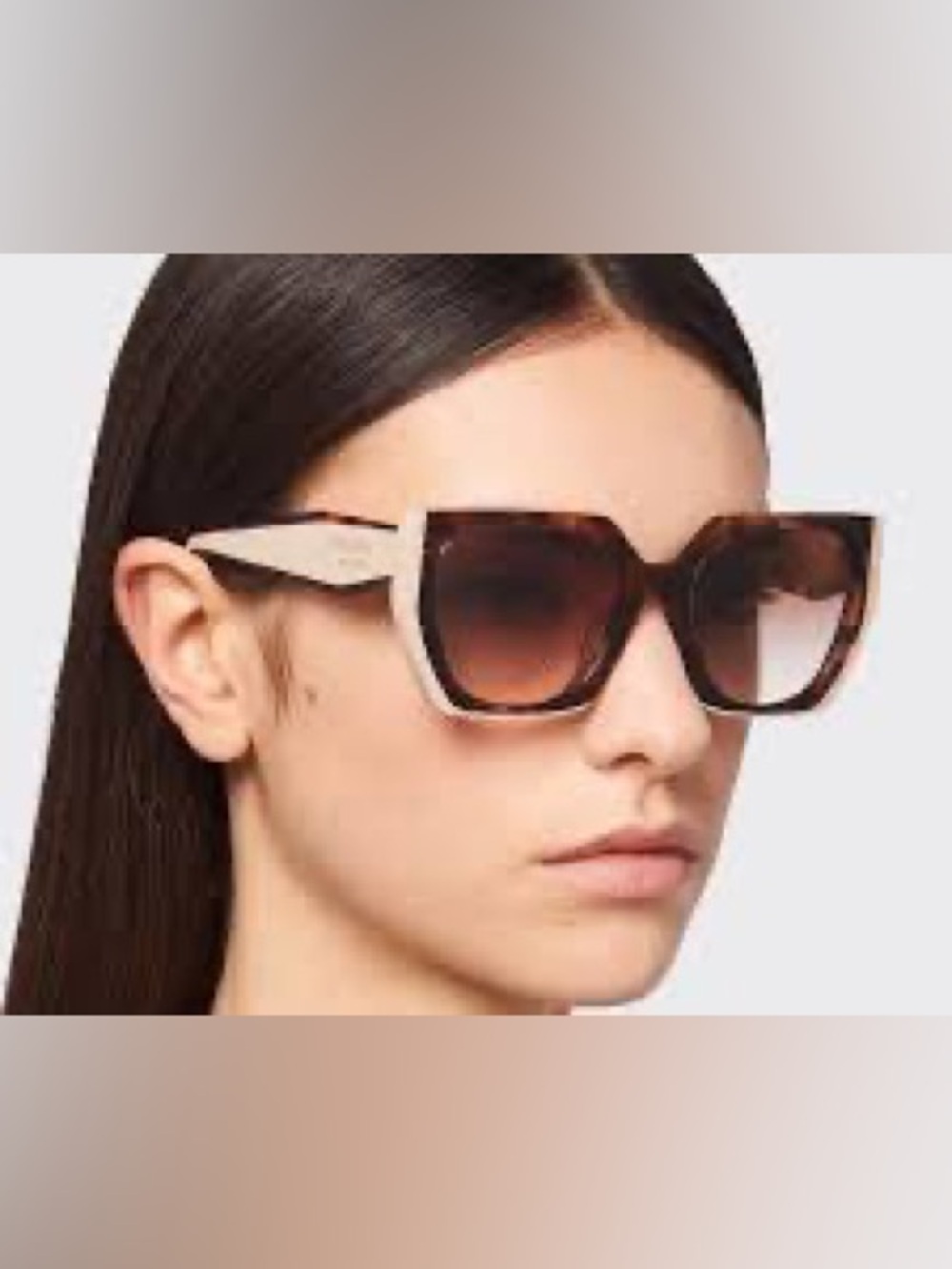 Stylish Two-Tone Oversized Sunglasses - Brown Gradient Lenses